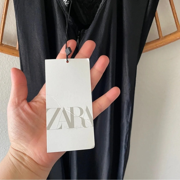 NWT Zara satin slip lace front midi dress Sz XS - Picture 10 of 12